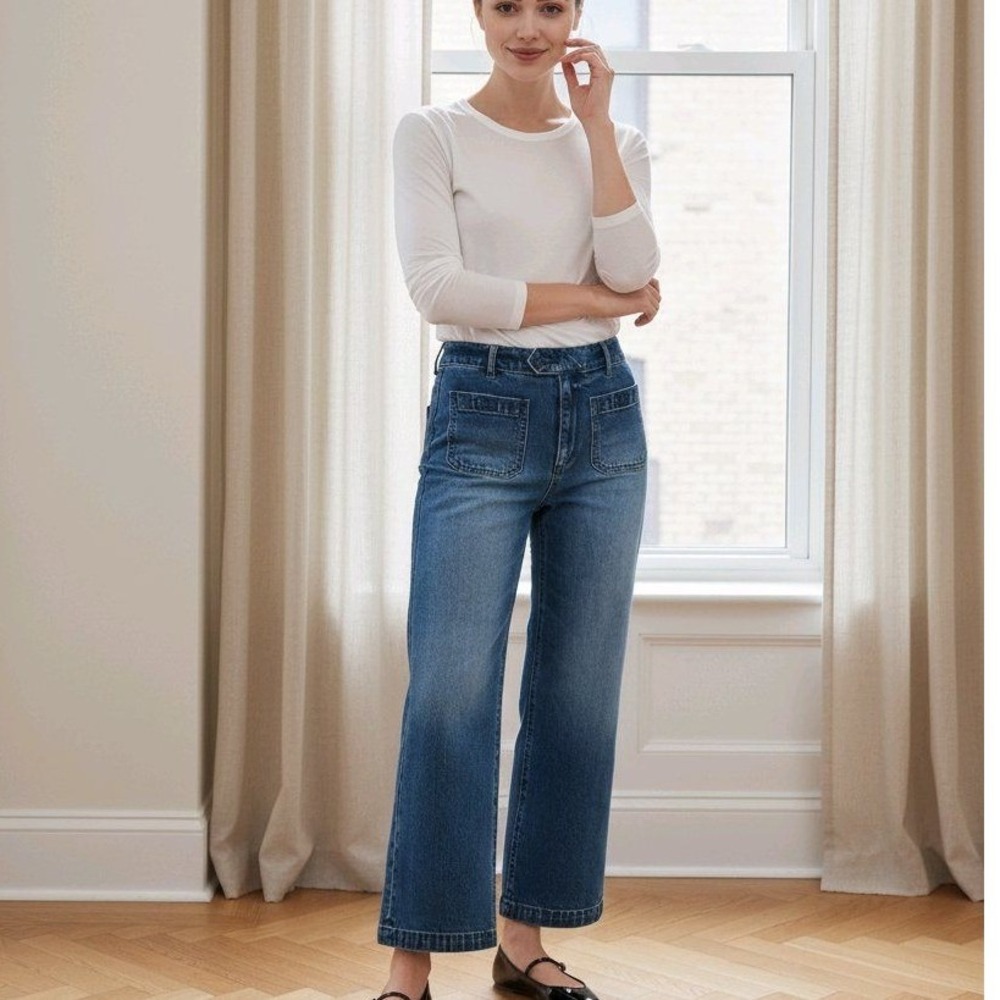 LOFT Blue Wide-Leg Denim Jeans